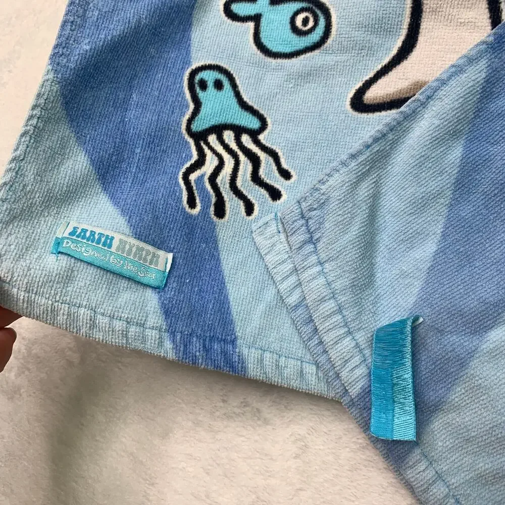 Earth Nymph Design Lot of 2 Kid Hooded Towels Shark Bite Me Hawaii Kauai